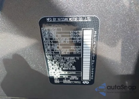 2021 Infiniti Qx50 Luxe Awd from USA, damaged, VIN 3PCAJ5BB1MF126940